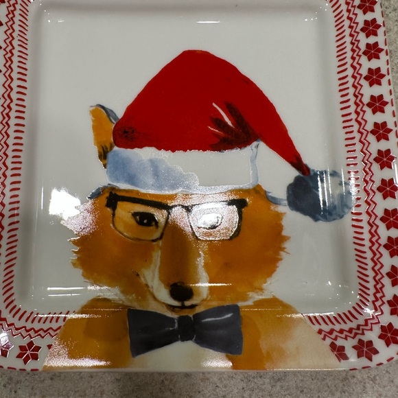 Ciroa woodland creatures celebrate winter set of 4 desert/appetizer plates 6x6 - Picture 7 of 10